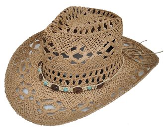 Eozy Men & Womens Summer Cowboy Cowgirl Straw Hat Hollow Out Style Roll Up Brim Beach Sun Hat for Ladies