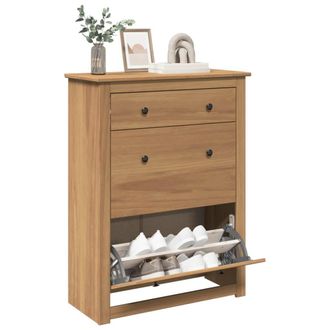 Berkfield Home Shoe Cabinet Panama 80x35x105 cm Solid Wood Pine in Brown | Size: 80 x 35 x 105 cm