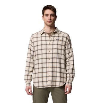 Columbia Mens Cornell Woods Flannel Long Sleeve Shirt, Chalk Quad Check, XX-Large