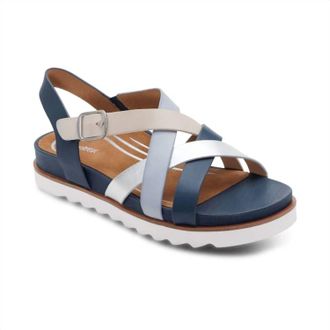 Aetrex Womens Carmen Sandal In Navy Multi