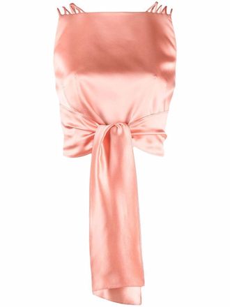 Alberta Ferretti tie-front silk-satin top - women - Silk - 40 - Pink