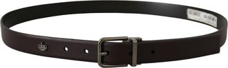 Dolce & Gabbana Mens Dark Purple Leather Box Borchia Metal Buckle Belt Brown