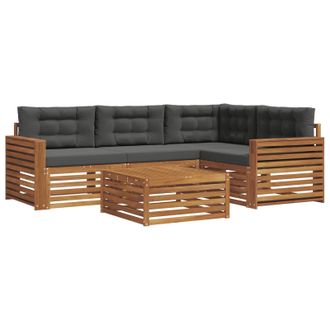 vidaXL Conjunto De Sof&aacute;s De Exterior 5 Pcs Natural Y Antracita Vidaxl