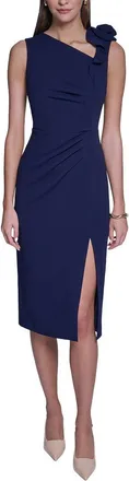 Halston Heritage Rose Detail Bodycon Midi Dress