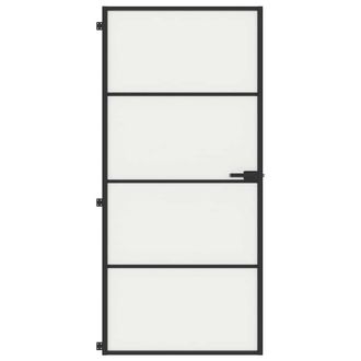 Berkfield Home Interior Door Slim Black 93x201.5 cm Tempered Glass & Aluminium