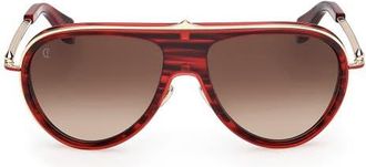 Christian Louboutin Greggo 61mm Pilot Sunglasses in Red Havana /Black /Gold Red at Nordstrom