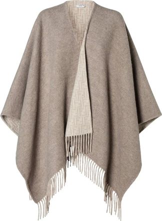 Fendi Poncho de doble cara - Jackets - Mujer - Gris - ONE SIZE