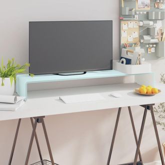 Berkfield Home TV Stand/Monitor Riser Glass Green 100x30x13 cm | Size: 100 x 30 x 13 cm