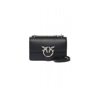 Pinko Love One Mini DC Vitello Seta - Dames - Schoudertassen - Zwart - ONE Size - Leer - Tassen