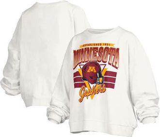 Pressbox Womens Pressbox White Minnesota Golden Gophers Janice Retro Logo Oversized Pullover Sweatshirt at Nordstrom, Size Xx-Large