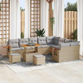 vidaXL Conjunto De Sof&aacute; De Jard&iacute;n Con Coj&iacute;n 12 Pcs Beige Y Gris Claro Vidaxl
