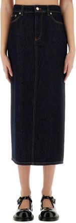 Moschino Denim Solid Midi Skirt