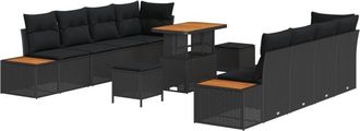 vidaXL Garden Sofa Set with Cushion with Storage 11 pcs Black vidaXL