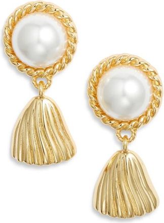 Frasier Sterling Belle Drop Earrings in Gold/White at Nordstrom
