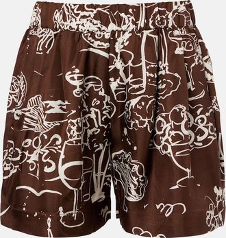 Asceno Zurich printed silk twill shorts