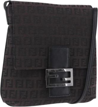 Fendi Pre-owned Zucchino Canvas Shoulder Bag - Dames - Vintage Schoudertas - Bruin - ONE Size - Leer - Vintage
