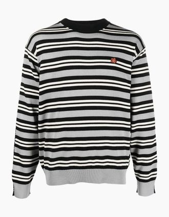 Kenzo Mens Stripe Wool Sweater - Black - Size: 36