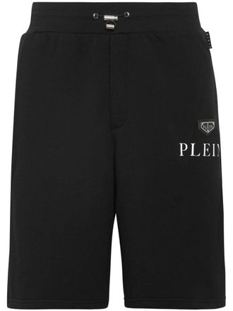 Philipp Plein logo-print cotton-blend shorts - Black