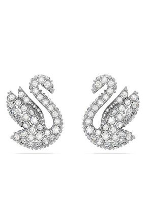 Swarovski Swan Crystal Stud Earrings in White/Silver at Nordstrom