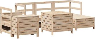 vidaXL Juego De Sof&aacute;s De Jard&iacute;n 7 Piezas Madera Maciza De Pino Vidaxl