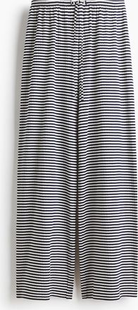 H&M Gerippte Hose mit Kordelzug - Marineblau/Gestreift