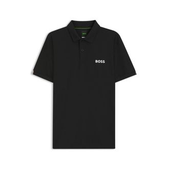 BOSS Active Stripe-jersey slim-fit polo shirt with four-way stretch