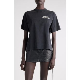 Balenciaga Medium Fit Masking Tape Logo Dry Jersey T-Shirt in 1041 Faded Washed Black at Nordstrom, Size Xx-Small