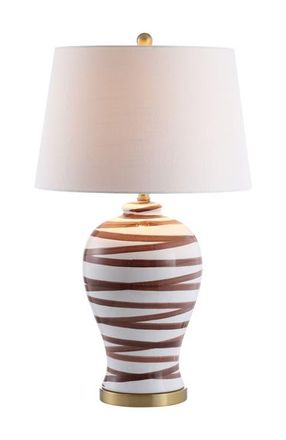 Jonathan Y Designs Joelie 29 Ceramic LED Table Lamp in Brown/white at Nordstrom