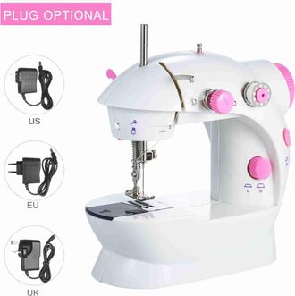 Infinite Miniatur-n&auml;hmaschine Mit 2 Geschwindigkeiten - Tragbare Elektrische Haushaltsn&auml;hmaschine Mit Led-licht - Wei&szlig; Und Rosa Abs - 20 X 19 X 10 Cm - Komplet