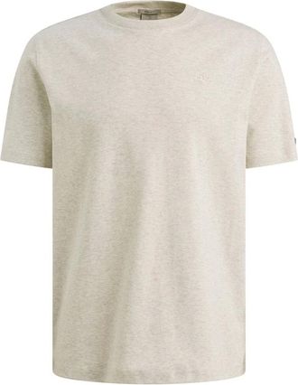 Cast Iron T-shirt met korte mouwen en ronde hals- Regular Fit- Interlock - Heren - Tops - Beige - Maat: XL Katoen