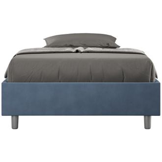 ITYhome Ityhome - Letto Matrimoniale rivestito in Microfibra - azelia - Colore: Blu - Dimensione Rete: 150x210 - Tipologia Letto: Senza Rete