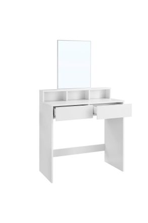 Boxxx Schminktisch, Wei&szlig;, Glas, Holzwerkstoff, 2 Schublade(n) Schubladen, rechteckig, Wange, 40x140x80 cm, Schlafzimmer, Schminktische