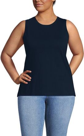 Lands End Plus Size Supima Cotton Crew Neck Tank in Radiant Navy at Nordstrom, Size 2X