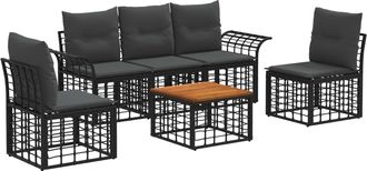vidaXL Conjunto De Sof&aacute;s De Exterior 6 Uds. Negro Y Gris Oscuro Vidaxl