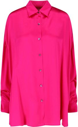 Dries Van Noten Pink Classic Collar Silk Shirt