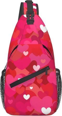 Generic Pink Lover Hearts Crossbody Bag Lightweight Shoulder Bag Trendy Chest Backpack For Casual Outdoors Runner