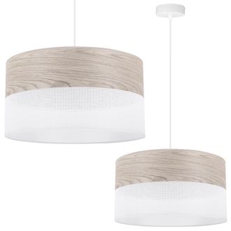 OEM L&aacute;mpara Colgante Individual, Pantalla De Chapa De Roble Blanco 40 Cm