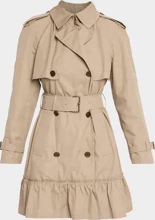 Burberry Ruffle Belted Short Trench Coat