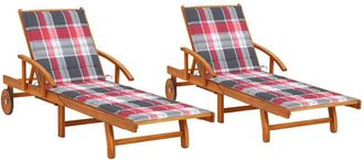 vidaXL Tumbonas Con Cojines 2 Unidades Madera Maciza De Acacia Vidaxl