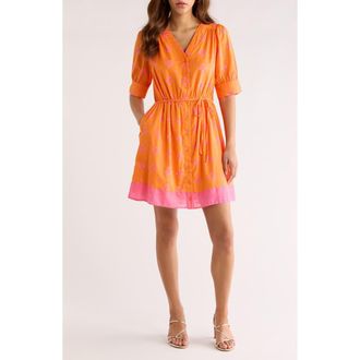 Sugarlips Donna Dot Elanie Button Midi Dress in Orange-Pink at Nordstrom, Size X-Small