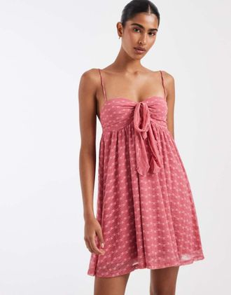 Kiss The Sky Juniper - Vestito corto stile babydoll in pizzo rosa