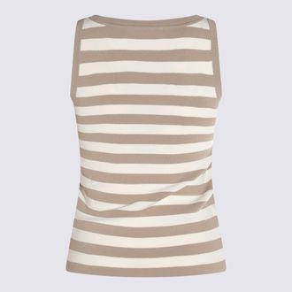 Max Mara Striped Virgin Wool Blend Tank Top - Beige