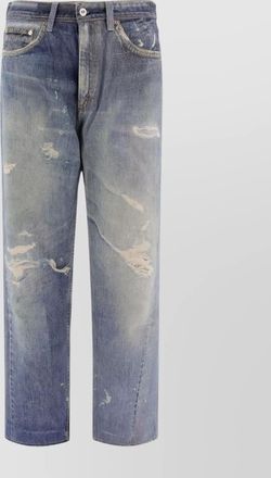 Our Legacy belt loops distressed faded five-pocket trousers