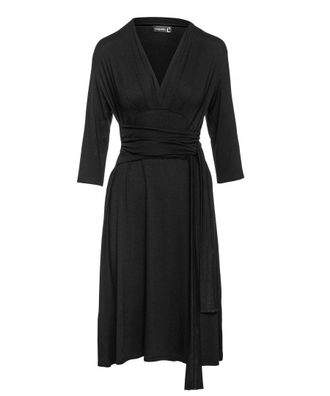M&oacute;veis Conquista Womens Black Empire Line Dress with Belt - Size EU 44 (Womens)