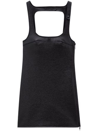 Courr&egrave;ges Stretch-Cotton Faux Leather Shift Dress