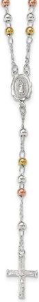 Diamond2Deal Sterling Silver Yellow & Rose Flash Gold-plated Rosary Necklace 24