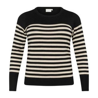 Kaffe Curve Jersey de Punto a Rayas Negro/Gris Mel. Stripe - Knitwear - Mujer - Negro - XL
