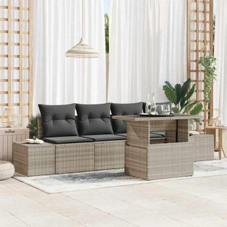 vidaXL Vidaxl - Conjunto De Sof&aacute; De Jard&iacute;n 5 Pcs Gris Claro 100 X 55 X 73 Cm