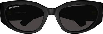 Balenciaga Ovale Frame Zonnebril Bb 0324Sk - Dames - Zonnebrillen - Zwart - 55 MM - Accessoires