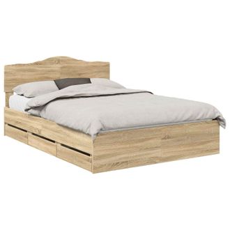 vidaXL Estructura De Cama Roble Sonoma 140 X 200 Cm Madera Ingenieril Vidaxl